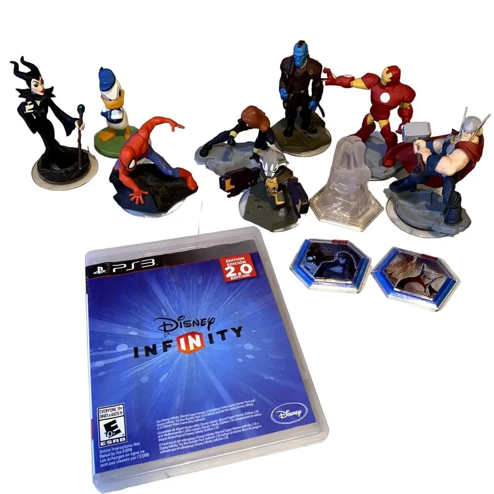 Disney Infinity 2.0 Lot of 8 Characters / Power Discs & 2.0 Disk CD Game
